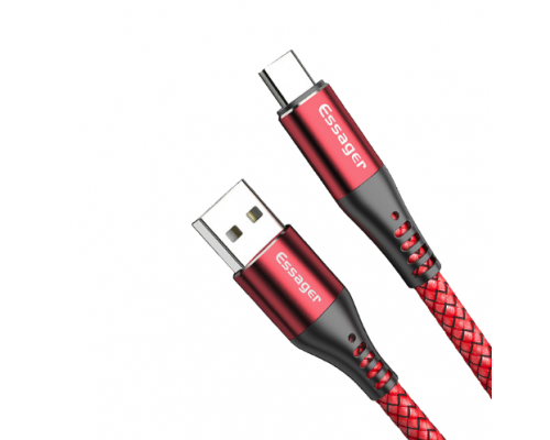 CABLE 5A USB TIPO C CARGA RAPIDA ESSAGER ROJO 1.80M