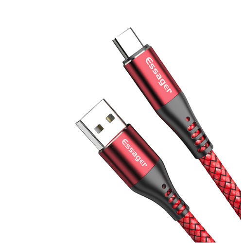CABLE 5A USB TIPO C CARGA RAPIDA  ESSAGER ROJO 1.20M