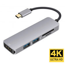 HUB 5 IN 1 USBC a HDMI, 2 USB 3.0, tarjeta SD TF - 4K, 30Hz, 1080P 