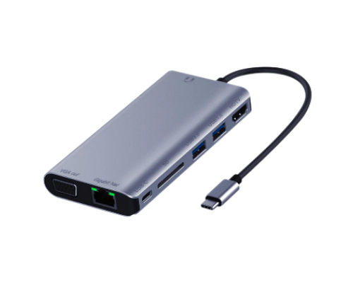 Hub Usb-C a Rj45 Lan 4K Hdmi Vga 2Usb 3,0 SD Lector de Tarjeta 8 en 1 Tipo C adaptador de muelle