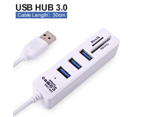 HUB USB 2.0 3 PUERTOS USB CON LECTOR TARJETAS SD / MICRO SDT