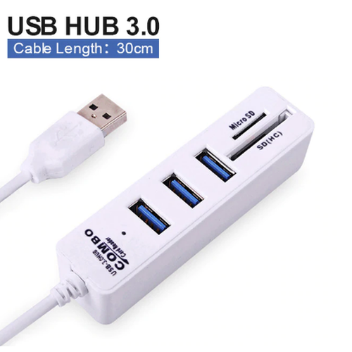 HUB USB 2.0 3 PUERTOS USB CON LECTOR TARJETAS SD / MICRO SDT