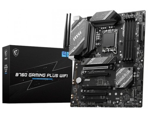 PLACA MSI B760 GAMING PLUS WIFI DDR4,INTEL,1700,B760,4DDR4,192GB,HDMI+DP,4SATA+2M.2,6USB 3.2,2.5GB+WIFI6E+BT5.3,ATX (Espera 4 dias)