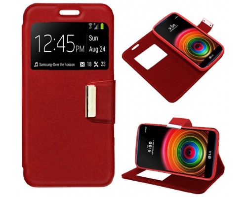 Funda COOL Flip Cover para LG X Power Liso Rojo