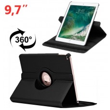 Funda iPad Air / Air 2 / Pro 9.7 / iPad 2017 / iPad 2018 9.7 pulg Giratoria Polipiel Negro