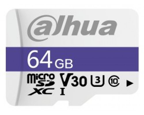 DAHUA MICROSD 64GB MICROSD CARD, READ SPEED UP TO 95 MB/S, WRITE SPEED UP TO 38 MB/S, SPEED CLASS C10, U3, V30, TBW 40TB (DHI-TF-C100/64GB) (Espera 4 dias)