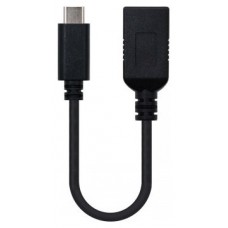 CABLE USB 3.1 GEN1 5GBPS 3A TIPO USB-CM-AF NEGRO 15CM