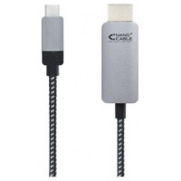 Nanocable 10.15.5102 adaptador de cable de vídeo 1,8 m USB Tipo C HDMI Aluminio, Negro (Espera 4 dias)