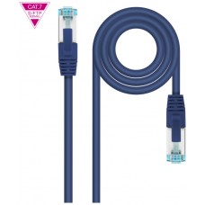 CABLE DE RED LATIGUILLO 600MHZ LSZH SFTP PIMF CAT7 AWG26 0.50 M AZUL NANOCABLE (Espera 4 dias)