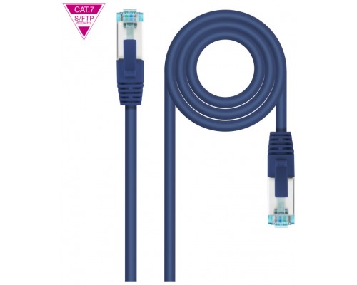 CABLE RED LATIGUILLO RJ45 CAT.7 LSZH SFTP PIMF AWG26 50 CM AZUL NANOCABLE (Espera 4 dias)