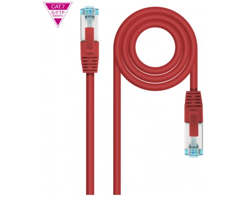 CABLE DE RED LATIGUILLO 600MHZ LSZH SFTP PIMF CAT7 AWG26 0.50 M ROJO NANOCABLE (Espera 4 dias)