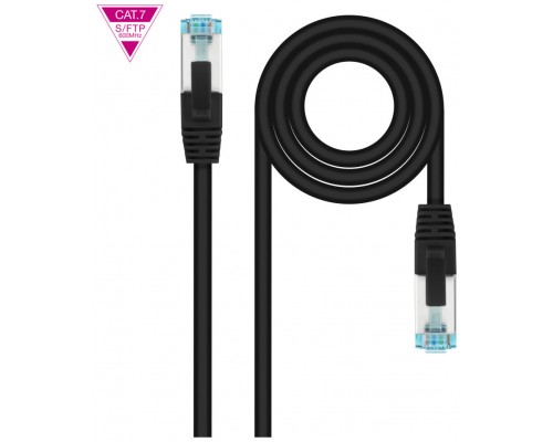 CABLE RED LATIGUILLO RJ45 CAT.7 LSZH SFTP PIMF AWG26 1.0M NANOCABLE NEGRO (Espera 4 dias)