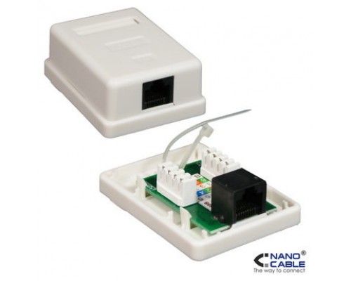 ROSETA DE SUPERFICIE RJ45 CAT.6 FTP 1 BLANCO NANOCABLE (Espera 4 dias)