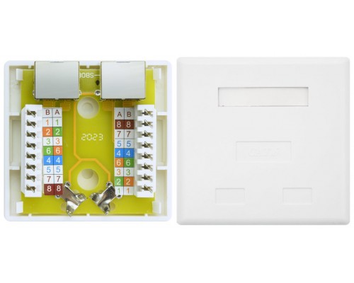 ROSETA DE SUPERFICIE RJ45 CAT.6 FTP 2 BLANCO NANOCABLE (Espera 4 dias)
