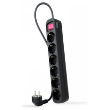 REGLETA 6 TOMAS INTERRUPTOR 1.4 M NEGRA