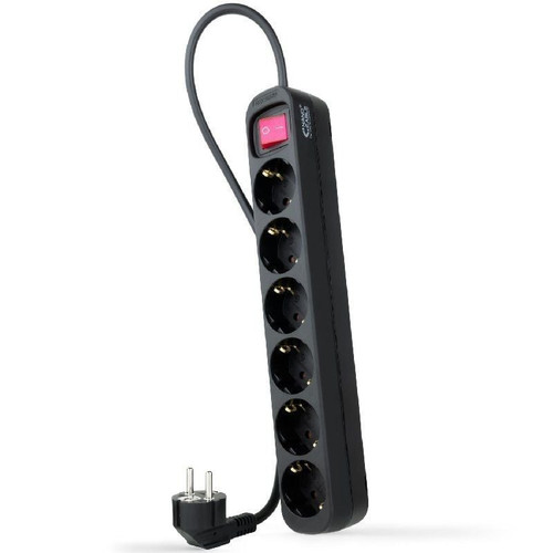 REGLETA 6 TOMAS INTERRUPTOR 1.4 M NEGRA-DU4 REGLETA 6 TOMAS INTERRUPTOR 1.4 M NEGRA