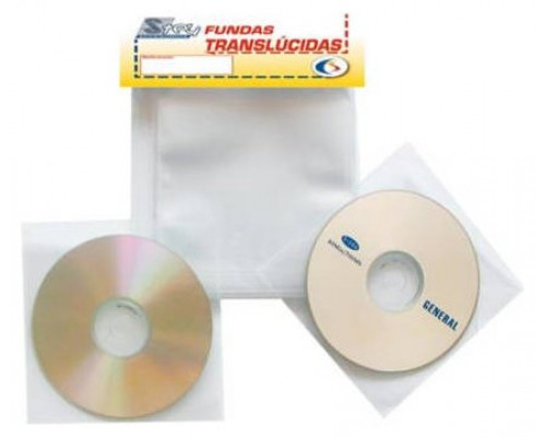 PACK DE 100 FUNDAS CD-DVD PP TRANSPARENTE NO ADHESIVAS CON SOLAPA 3L 10297 (Espera 4 dias)
