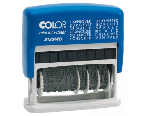 SELLO DE ENTINAJE S 120/WD FORMULA/FECHA 4MM ESPA&Ntilde;OL AZUL/NEGRA COLOP 105001 (Espera 4 dias)