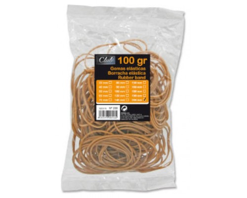 BOLSA 100 GR. GOMAS ELASTICAS N&ordm; 20 DE 20 CM. LARGO OFFICE CLUB 320516 (Espera 4 dias)