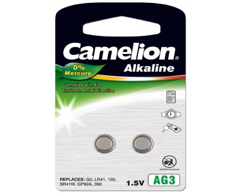 Pila Botón Alcalina LR41 1.5V 0% Mercurio (2 pcs) Camelion (Espera 2 dias)