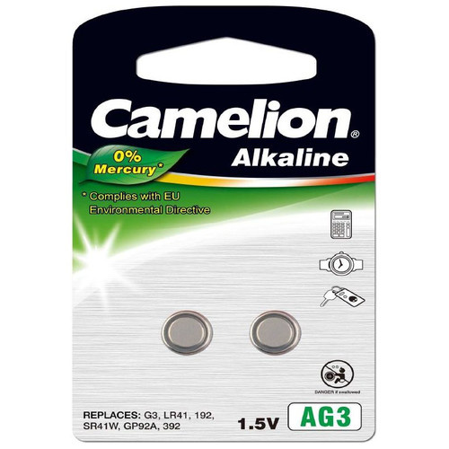 Pila Botón Alcalina LR41 1.5V 0% Mercurio (2 pcs) Camelion (Espera 2 dias)-SX1 Pila Botón Alcalina LR41 1.5V 0% Mercurio (2 pcs) Camelion (Espera 2 dias)
