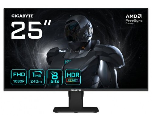 GIGABYTE GS25F2A Monitor Gaming 25" FHD - 1920 x 1080, 240Hz, 1ms, 300 cd/m&sup2;, Display HDR 10, HDMI 2.0, DisplayPort 1.4 (Espera 4 dias)