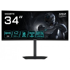 GIGABYTE GS34WQCA Monitor Gaming Curvo 34" WQHD &ndash; 3440 x 1440, 1500R, 120Hz, 1ms, 300 cd/m&sup2;, FreeSync Premium, HDR Ready, HDMI 2.0, DisplayPort 1.4. (Espera 4 dias)