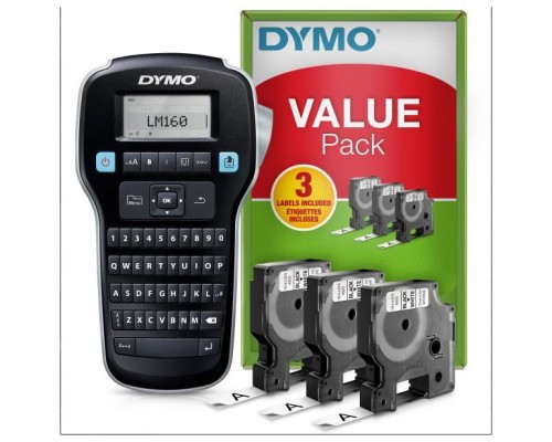 DYMO Rotuladora LABEL MANAGER LM160 kit Etiquetadora + 3 rollos de cinta de etiquetas D13 cartuchos de etiquetas D (2181011)