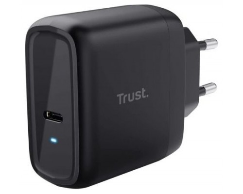 CARGADOR PARED/VIAJE USB-C 65W MAXO NEGRO TRUST (Espera 4 dias)