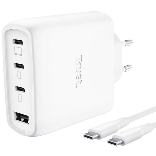 CARGADOR PARED/VIAJE 3xUSB-C + USB-A 65W MAXO BLANCO TRUST (Espera 4 dias)-SX13 CARGADOR PARED/VIAJE 3xUSB-C + USB-A 65W MAXO BLANCO TRUST (Espera 4 dias)