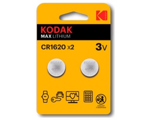 PILAS CR1620 KODAK BOTON LITIO 3V PACK 2 UNIDADES