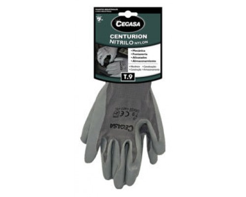 GUANTES DE TRABAJO CENTURION NITRILO/NYLON GRIS T9-GRANDE L CEGASA 327100 (Espera 4 dias)