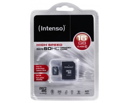 Intenso 3413470 Micro SD clase 10 16GB c/adapt