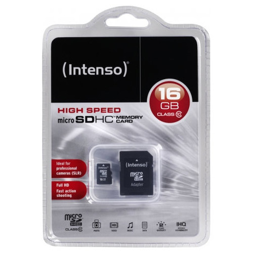Intenso 3413470 Micro SD clase 10 16GB c/adapt-SX3 Intenso 3413470 Micro SD clase 10 16GB c/adapt