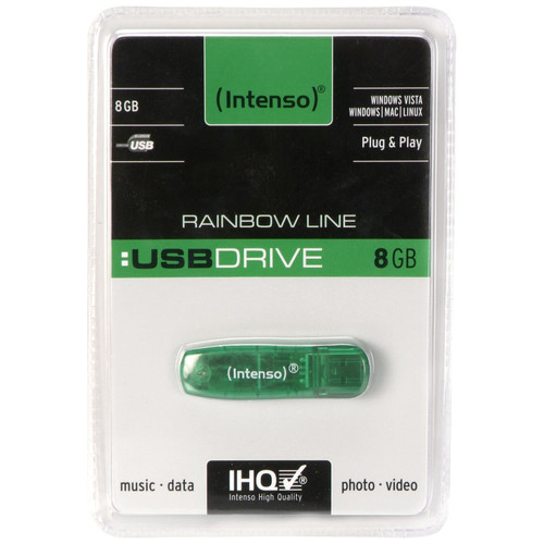 Intenso 3502460 Lápiz USB 2.0 Rainbow 8GB Verde-SX2 Intenso 3502460 Lápiz USB 2.0 Rainbow 8GB Verde