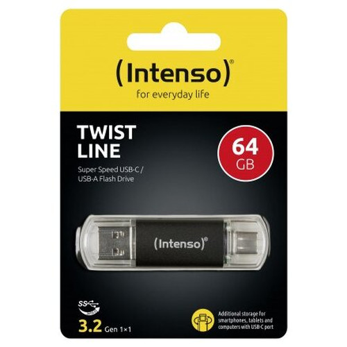 Intenso Twist Line Lápiz USB 3.2 A+C 64Gb-SX4 Intenso Twist Line Lápiz USB 3.2 A+C 64Gb