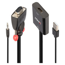 Lindy 38284 adaptador de cable de v&iacute;deo VGA (D-Sub) + 3,5mm HDMI + USB Negro (Espera 4 dias)