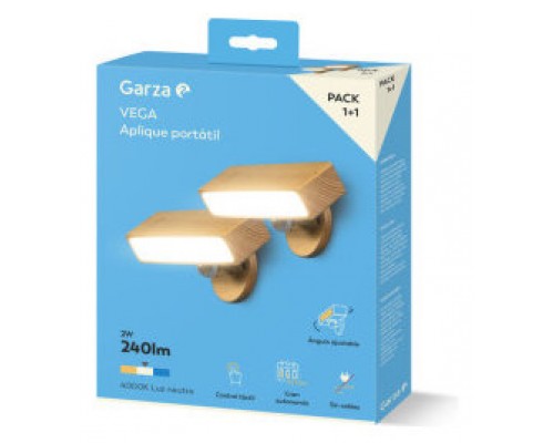 PACK 2 APLIQUES LED PORTÁTIL MESILLA VEGA BLANCO 1+1 GARZA 401559C (Espera 4 dias)