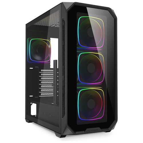 CAJA GAMING ATX SHARKOON AK5G RGB 4XVENT 120MM 3XUSB SN FUENTE NEGRO