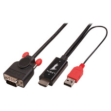 Lindy 41455 adaptador de cable de v&iacute;deo 1 m HDMI + USB VGA (D-Sub) Negro (Espera 4 dias)