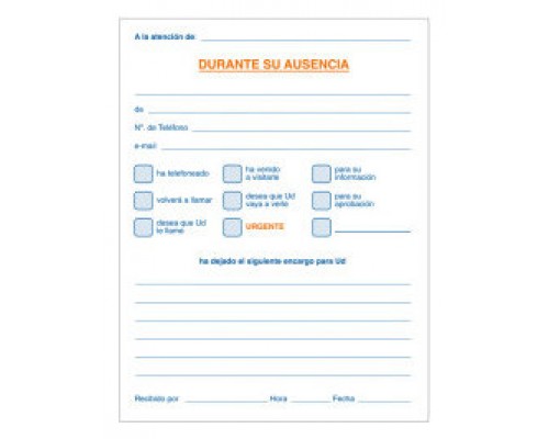 TALONARIO 100 HOJAS LLAMADAS (SOLO ORIGINAL) 8&ordm; NATURAL DOHE 50062 (MIN10) (Espera 4 dias)