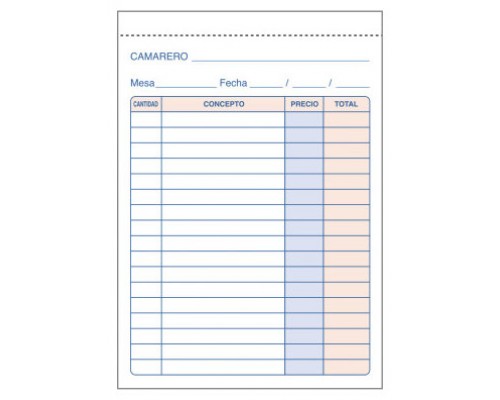 TALONARIO 50 JUEGOS CAMAREROS 8&ordm; NATURAL DUPLICADO DOHE 50088D (Espera 4 dias)