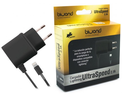 Cargador UltraSpeed Lightning iPhone/iPad Negro Biwond