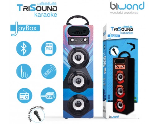 Altavoz Biwond Joybox TriSound Karaoke Azul (Espera 2 dias)