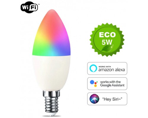 Bombilla LED Inteligente WiFi Vela E14 5W RGB (Espera 2 dias)