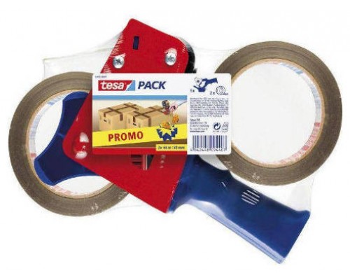 PACK PRECINTADORA MANUAL CUERPO PLASTICO Y METAL + 2 ROLLOS 50MM.X66M. TESA 57455-00001-01 (Espera 4 dias)