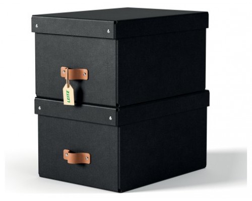 PACK 2 CAJAS DE ALMACENAMIENTO CARTÓN MEDIANA COLOR NEGRO LEITZ 61490095 (Espera 4 dias)