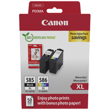 CANON Cartucho PG585XL/CL586XL Photo Value Pack + 50h 10x15cm photo paper GP501 ECOPACK carton