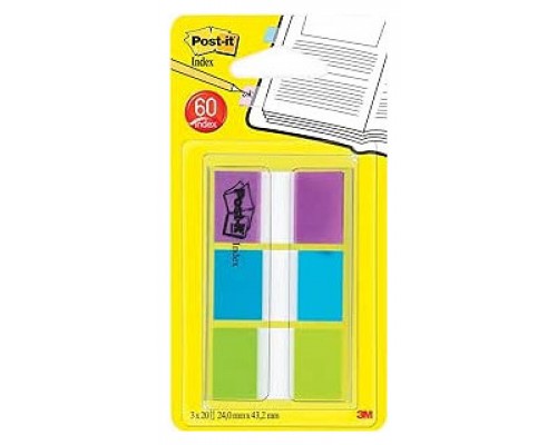 BLISTER DISPENSADOR 60 MARCADORES INDEX 25,4X43,2MM AZUL/VERDE/VIOLETACOLORES SURTIDOS 680-PBG POST-IT 7100019102 (Espera 4 dias)