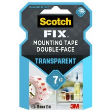ROLLO CINTA DE MONTAJE DOBLE CARA TRANSPARENTE 19 MM X 1,5M HASTA 7KG FIX 4910C-1915-P SCOTCH 7100261816 (Espera 4 dias)-SX1 ROLLO CINTA DE MONTAJE DOBLE CARA TRANSPARENTE 19 MM X 1,5M HASTA 7KG FIX 4910C-1915-P SCOTCH 7100261816 (Espera 4 dias)